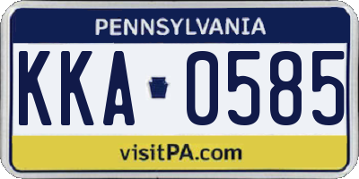PA license plate KKA0585
