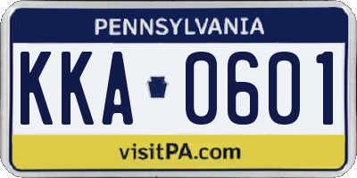 PA license plate KKA0601