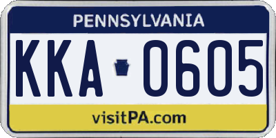 PA license plate KKA0605