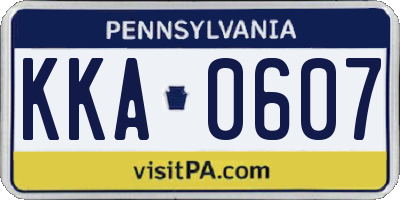 PA license plate KKA0607