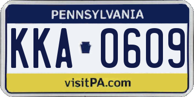 PA license plate KKA0609