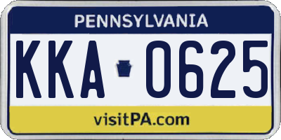 PA license plate KKA0625