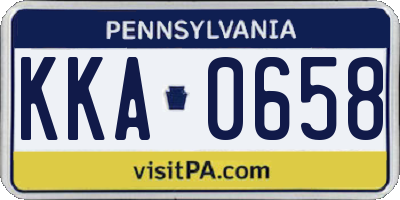 PA license plate KKA0658