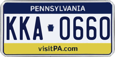 PA license plate KKA0660