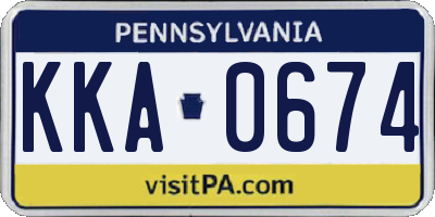 PA license plate KKA0674