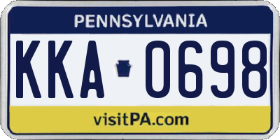 PA license plate KKA0698