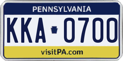 PA license plate KKA0700