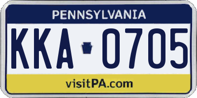 PA license plate KKA0705