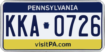 PA license plate KKA0726