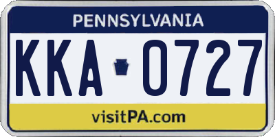 PA license plate KKA0727