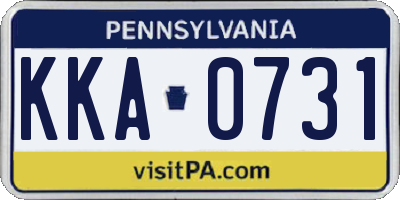 PA license plate KKA0731
