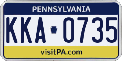 PA license plate KKA0735