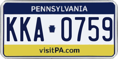 PA license plate KKA0759
