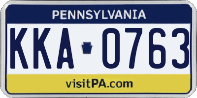 PA license plate KKA0763