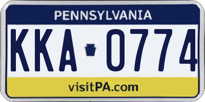 PA license plate KKA0774