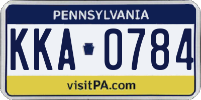 PA license plate KKA0784