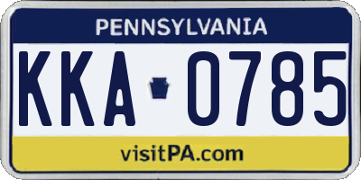 PA license plate KKA0785