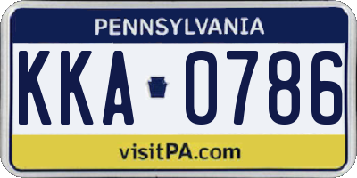 PA license plate KKA0786