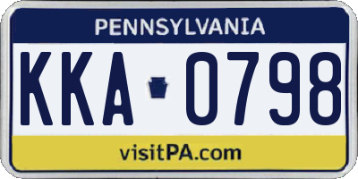 PA license plate KKA0798