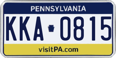 PA license plate KKA0815