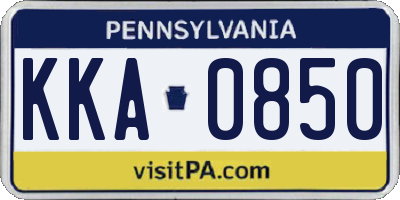 PA license plate KKA0850