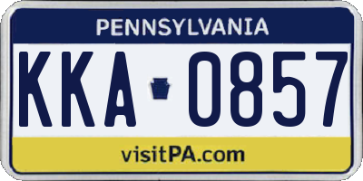 PA license plate KKA0857