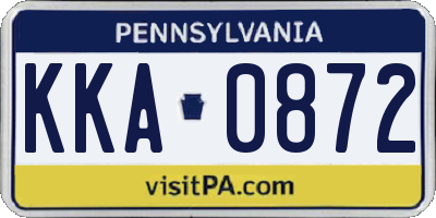 PA license plate KKA0872