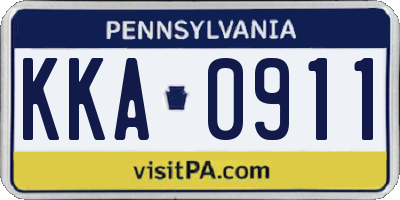 PA license plate KKA0911
