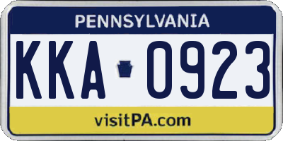 PA license plate KKA0923