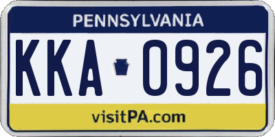 PA license plate KKA0926