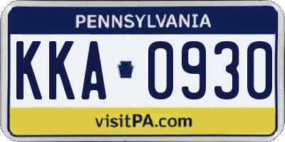 PA license plate KKA0930