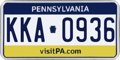 PA license plate KKA0936