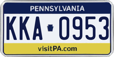PA license plate KKA0953