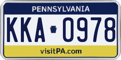 PA license plate KKA0978