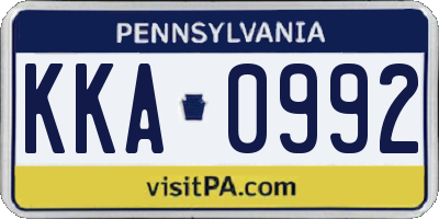 PA license plate KKA0992