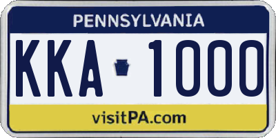 PA license plate KKA1000