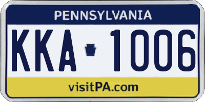 PA license plate KKA1006