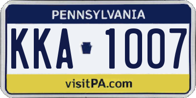 PA license plate KKA1007