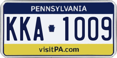 PA license plate KKA1009