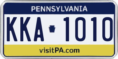 PA license plate KKA1010