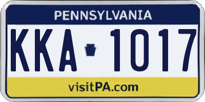 PA license plate KKA1017