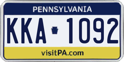 PA license plate KKA1092