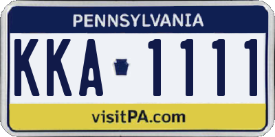 PA license plate KKA1111