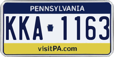PA license plate KKA1163