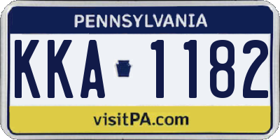 PA license plate KKA1182