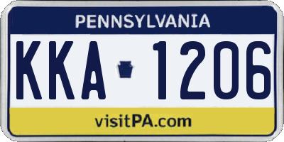 PA license plate KKA1206