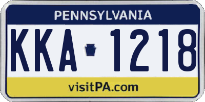 PA license plate KKA1218