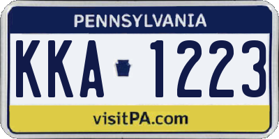 PA license plate KKA1223