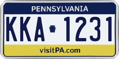 PA license plate KKA1231