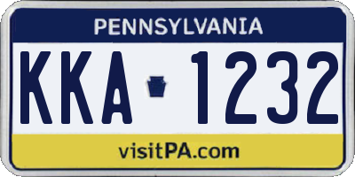 PA license plate KKA1232